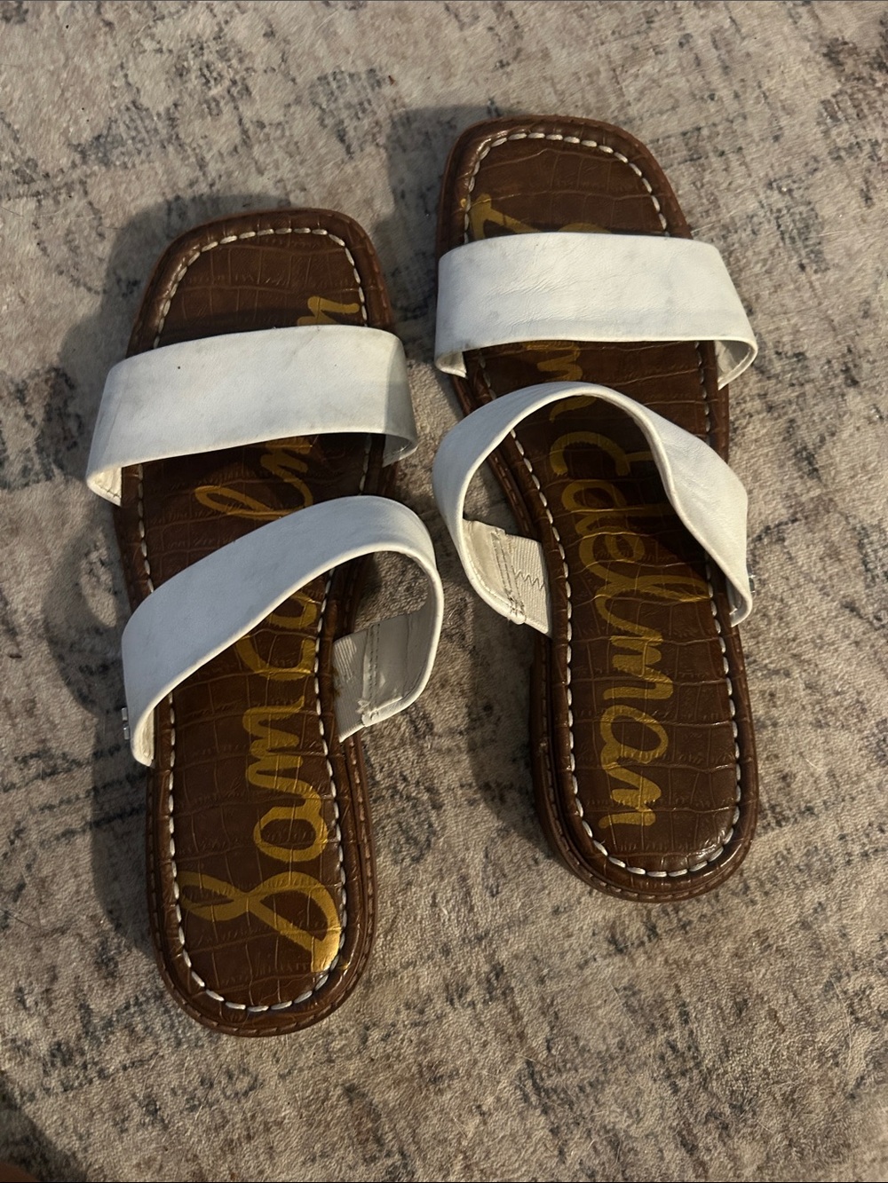 Sam Edelman White Double-Band Slide Sandals for Women